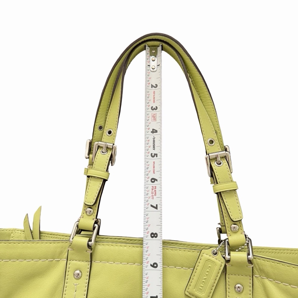 Vintage Coach East West Leather Tote Handbag in Light Green F13098 Classic Y2K - Picture 13 of 16